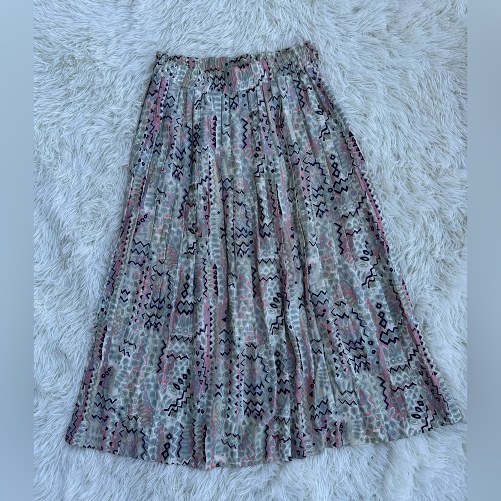 Maren Vintage Multicolor Pleated Long Skirt Size M.